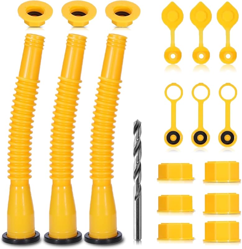 3-Pack Gas Can Spout Replacement with Upgraded 8.1 Inch Flexible Nozzl