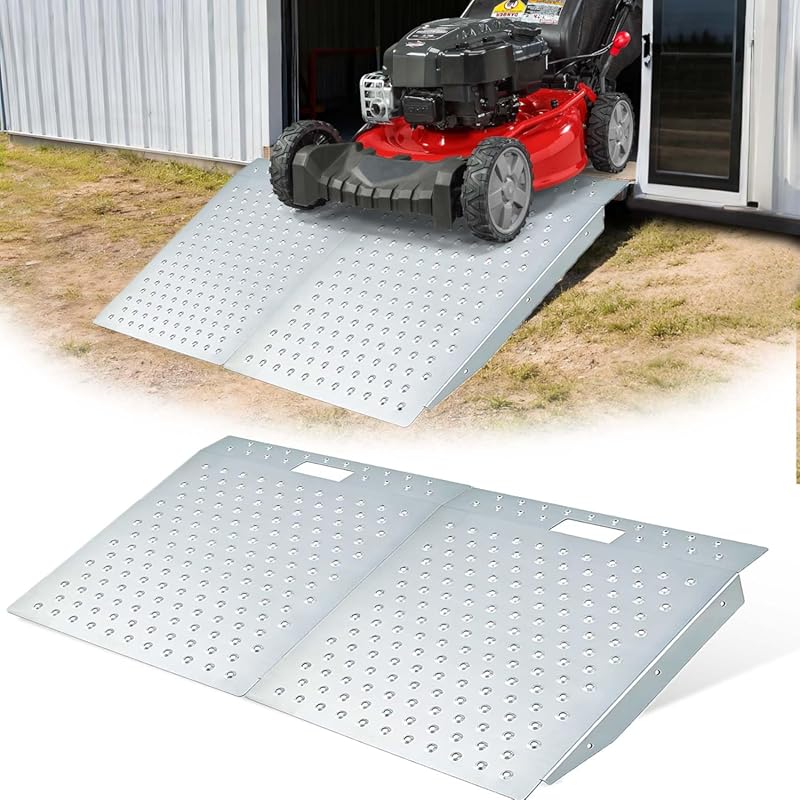 29x48 Shed Ramps - 1500 lb Anti-Slip Punch Plate 12.7° Slope Sheds, Ga