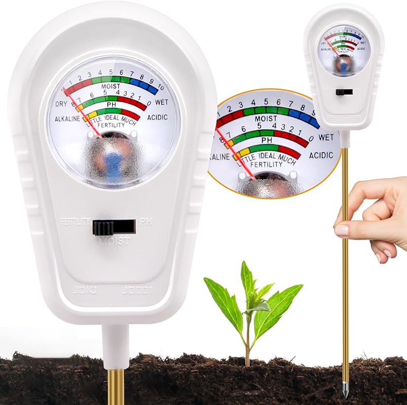 3-in-1 Soil Test Kit: Moisture, pH, Fertility for Gardens, Lawns, Farm