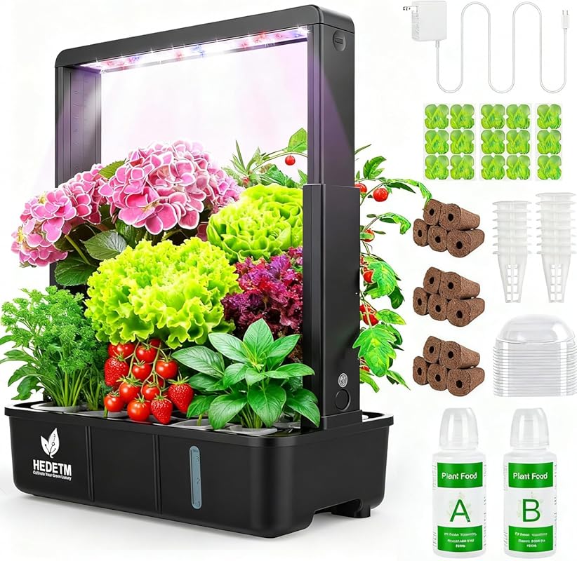 Hopegarden 15-Pod Hydroponic Herb Garden with LED Light, Germination K