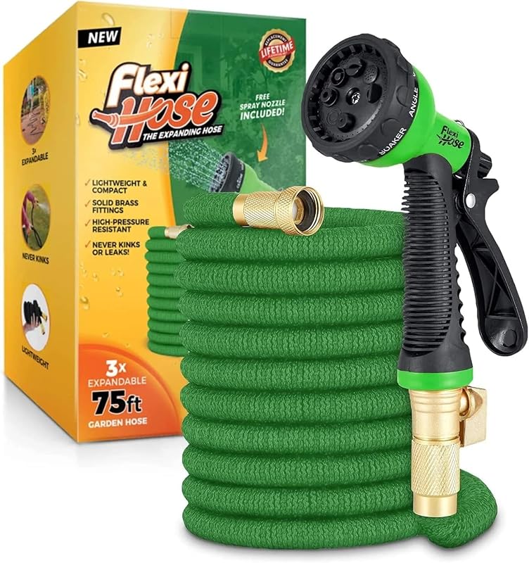 Flexi Hose 75FT Expandable Garden Hose, 8-Function Nozzle, Lightweight