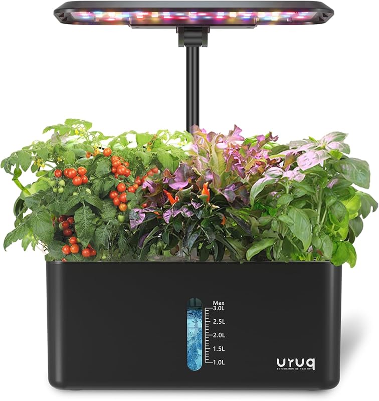 Hydroponics Growing System 8-Pod Indoor Herb Garden with Grow Light, Q