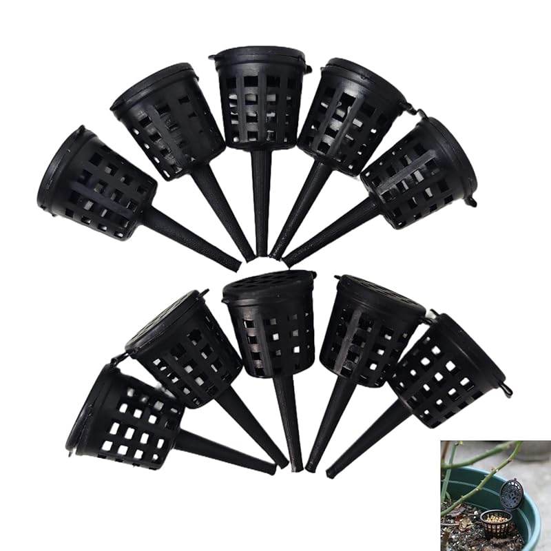 10pcs Plastic Fertilizer Basket Box with Cover for Bonsai Plants - Slo