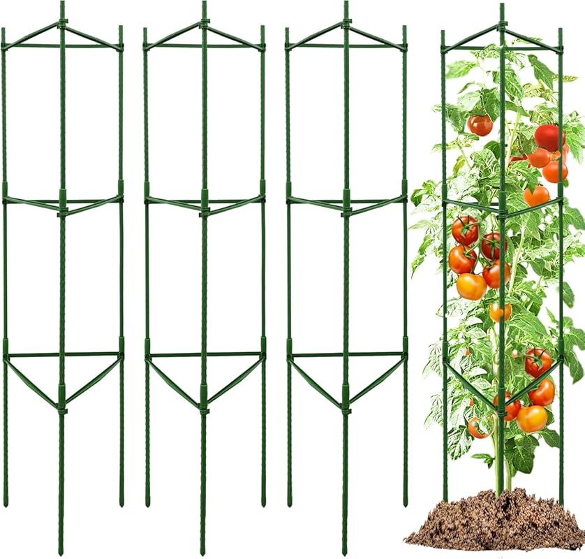 TCBWFY 4-Pack Adjustable Tomato Cages - Heavy-Duty Metal Plant Support