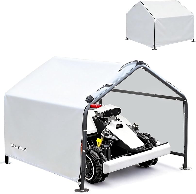 Carbon Steel Robot Mower Garage - Removable Zippered Wireless Cover, R