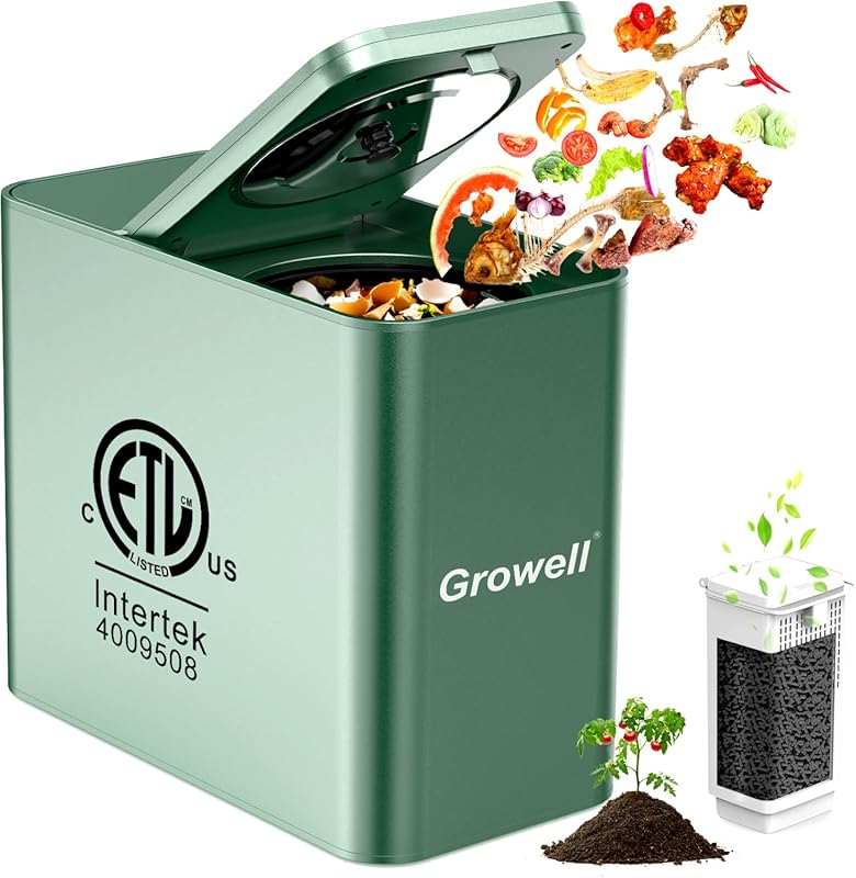 Electric Kitchen Composter - 3.2L Odorless Food Waste Bin with LED Dis