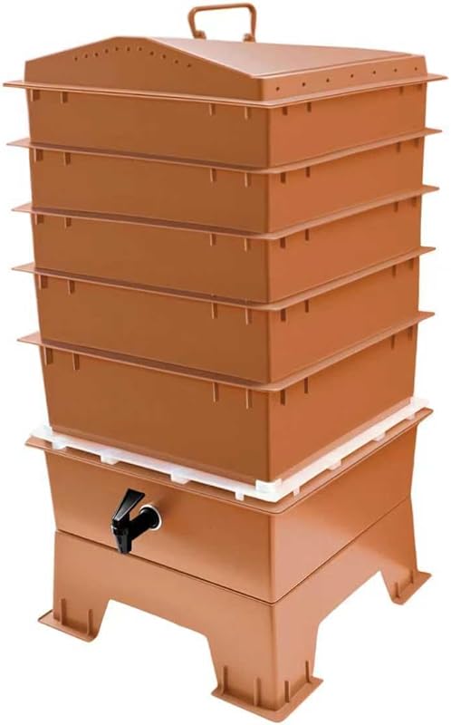 Vermihut 5-Tray Worm Composter Sustainable Design Indoor Outdoor, Verm