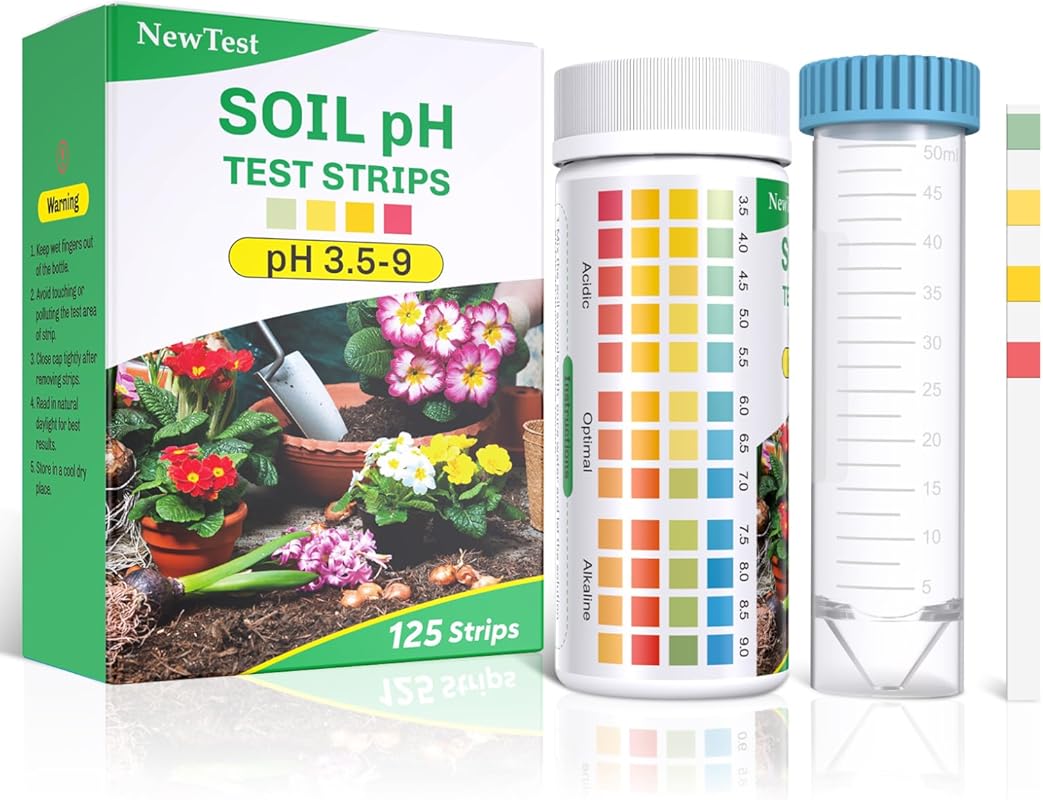 Soil pH Test Kit: 125 Strips & Cylinders for pH Testing Gardens, Lawns