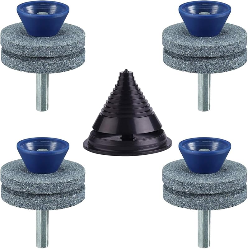 4-Piece Double Layer Corundum Lawn Mower Blade Sharpener Set with Bala
