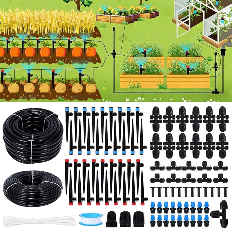 300FT Drip Irrigation with 70FT 1/2
