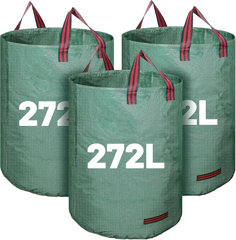 72 Gallon Reusable Yard Waste Bags - 3-Pack, Reinforced Handles, Colla