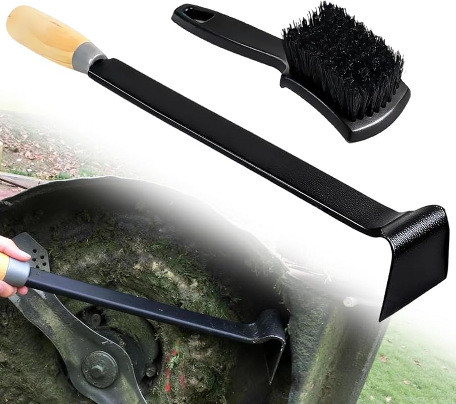 2-Piece Lawn Mower Deck Scraper and Cleaner Brush Kit - High-Strength 