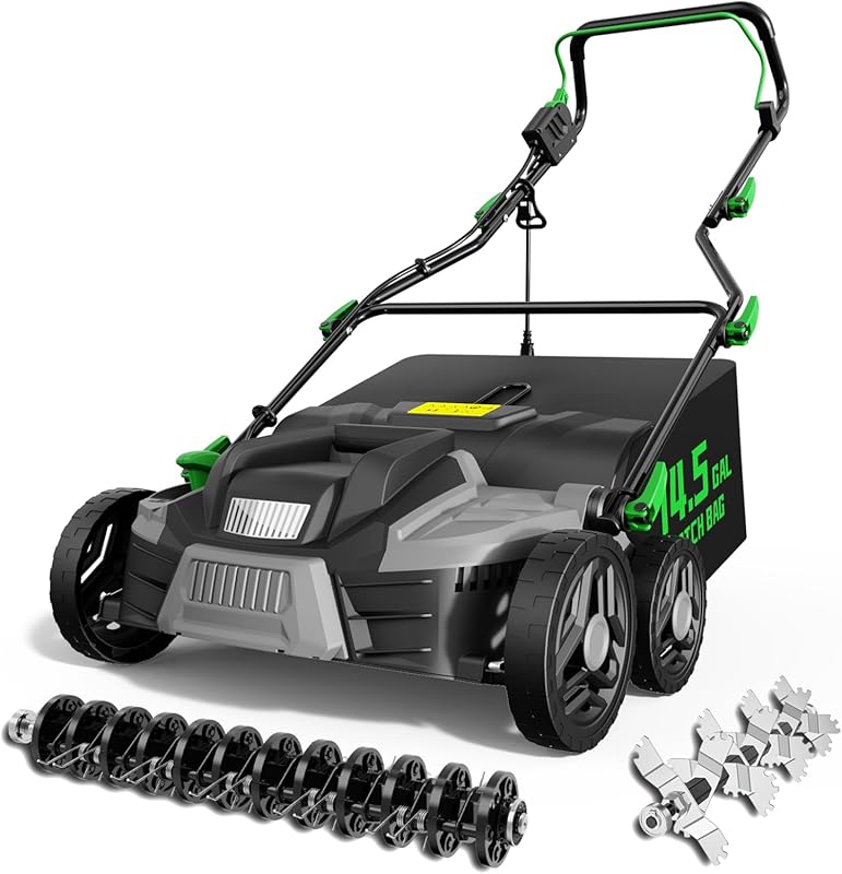 2026 16-Inch 15.5 Amp 2-in-1 Dethatcher Scarifier with 14.5-Gallon Bag