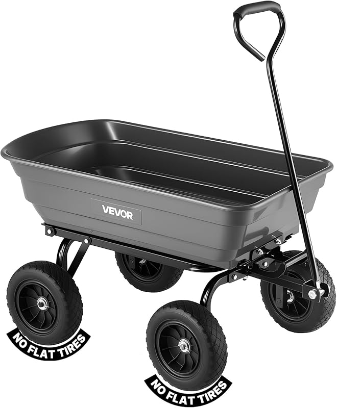 VEVOR Heavy-Duty Poly Garden Dump Wagon, Quick-Release, 600 lb Capacit