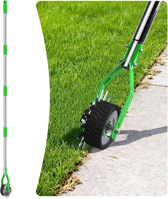 67-Inch Wheel Rotary Lawn Edger with Adjustable Stainless Steel Handle