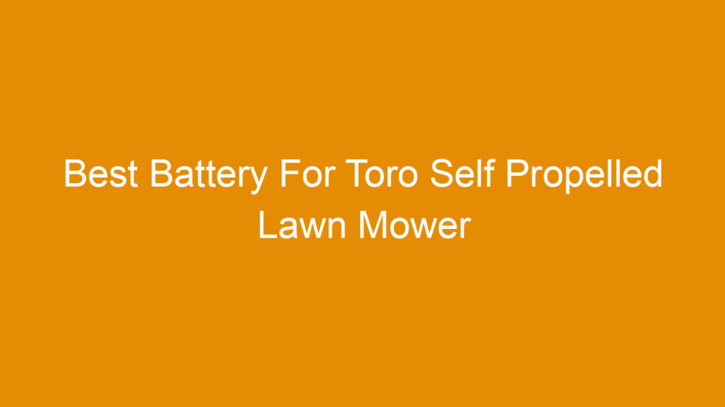 Best Battery For Toro Self Propelled Lawn Mower 2026: Power, Performance & Perfect Fit
