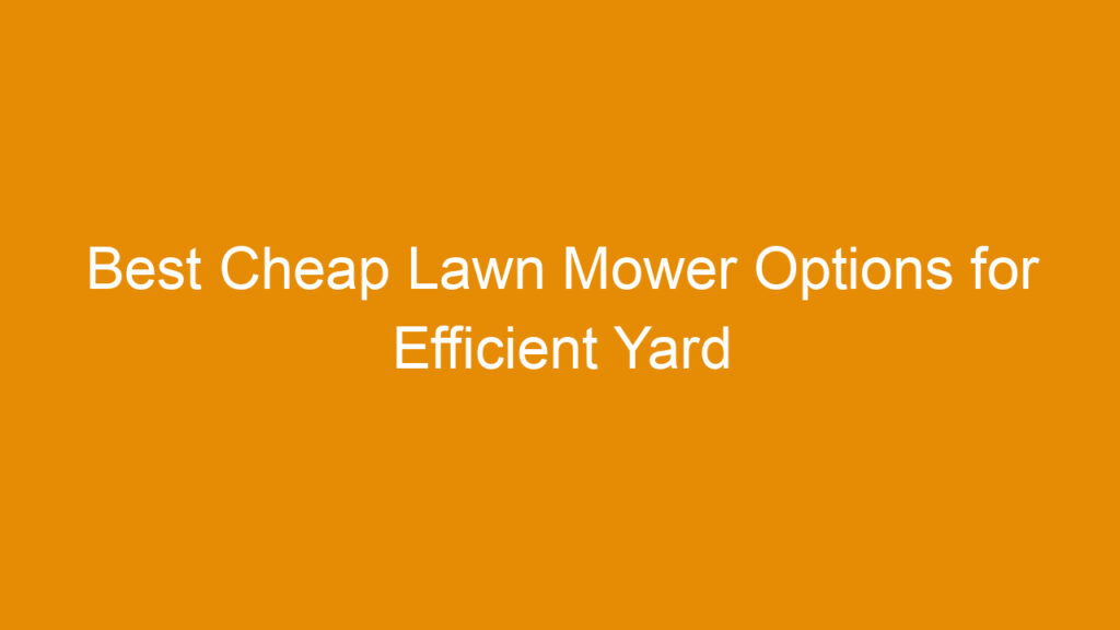 Best Cheap Lawn Mower Options for Efficient Yard Care in 2025
