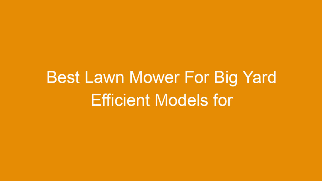 Best Lawn Mower For Big Yard Efficient Models for Large Properties