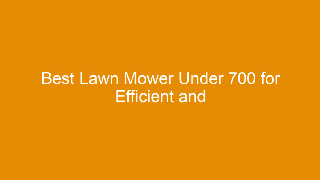 Best Lawn Mower Under 700 for Efficient and Affordable Lawn Care