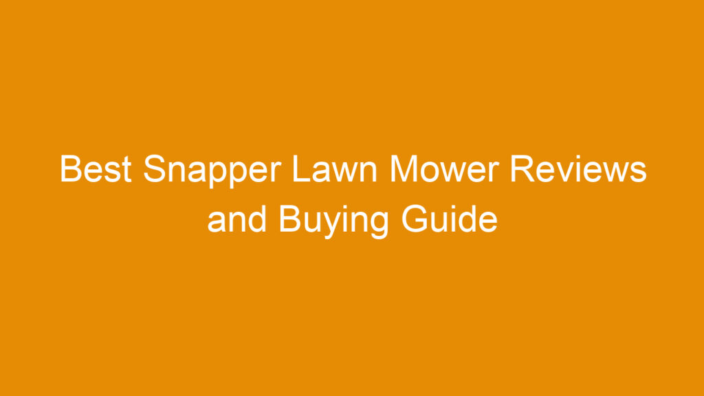 Best Snapper Lawn Mower Reviews and Buying Guide 2025