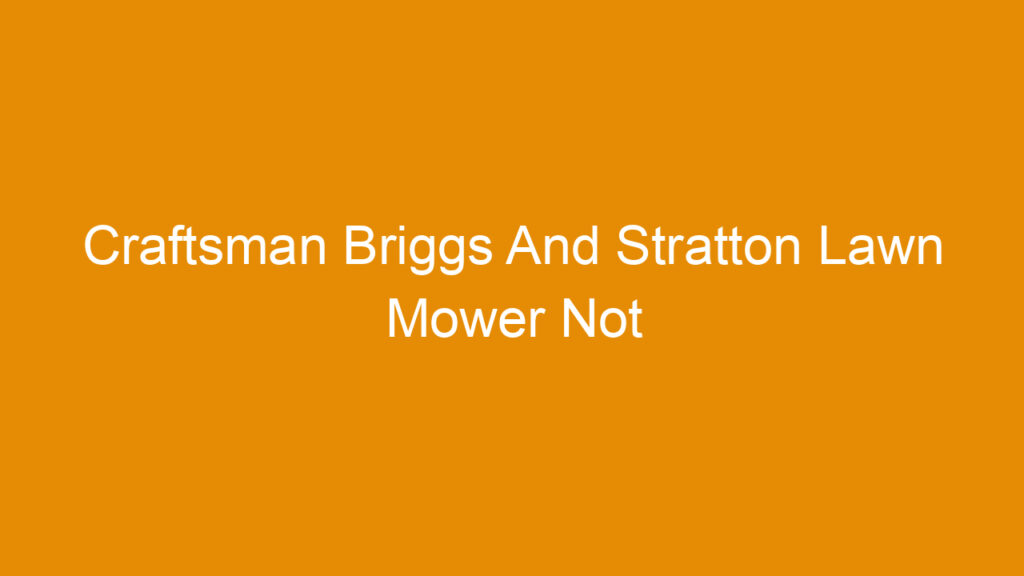 Craftsman Briggs And Stratton Lawn Mower Not Starting