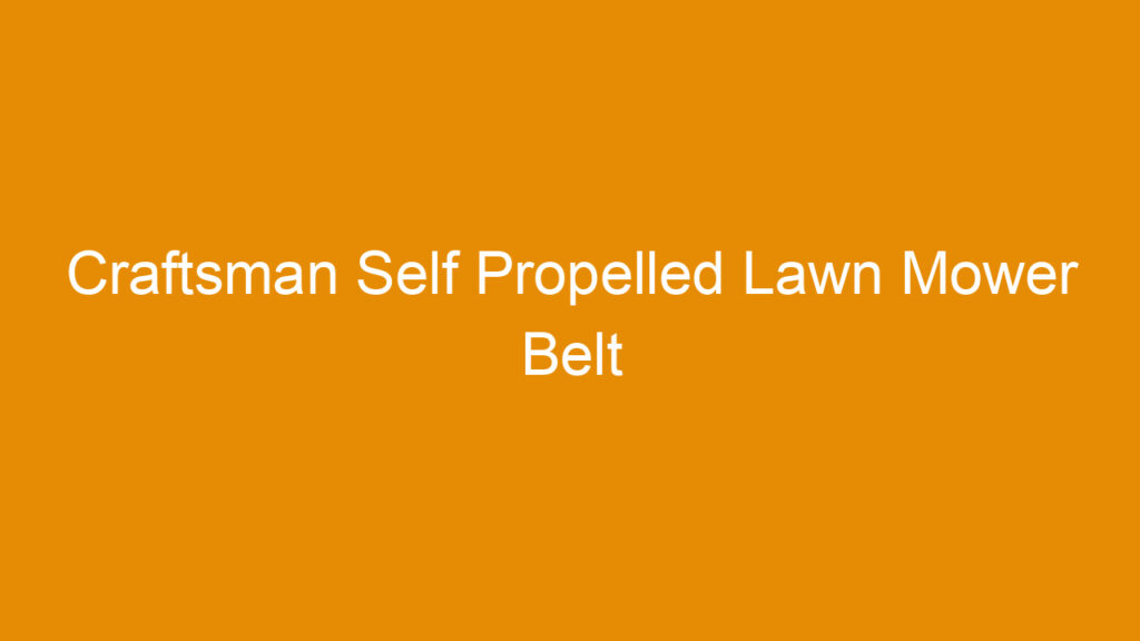 Craftsman Self Propelled Lawn Mower Belt Replacement