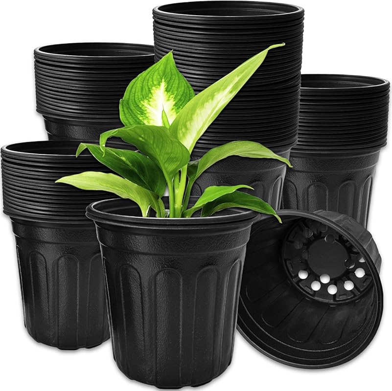 OJYUDD 60-Pack 1 Gallon Thickened Soft Flexible Nursery Pots with Drai